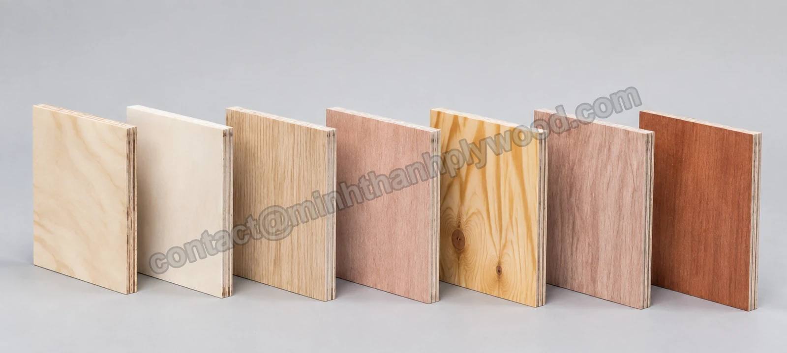 Best plywood for furniture: a lineup of pale and patterned face veneer samples
