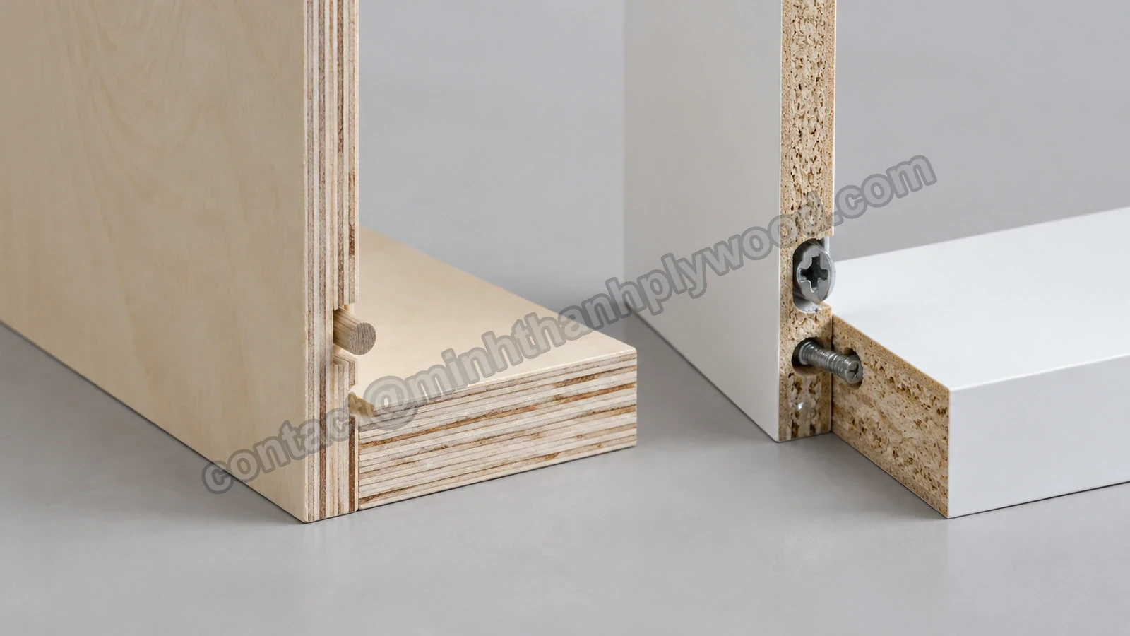 Furniture joints and edge preparations compared on sample panels