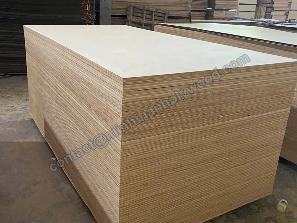 Birch-faced panel stack with pale surfaces and layered edges