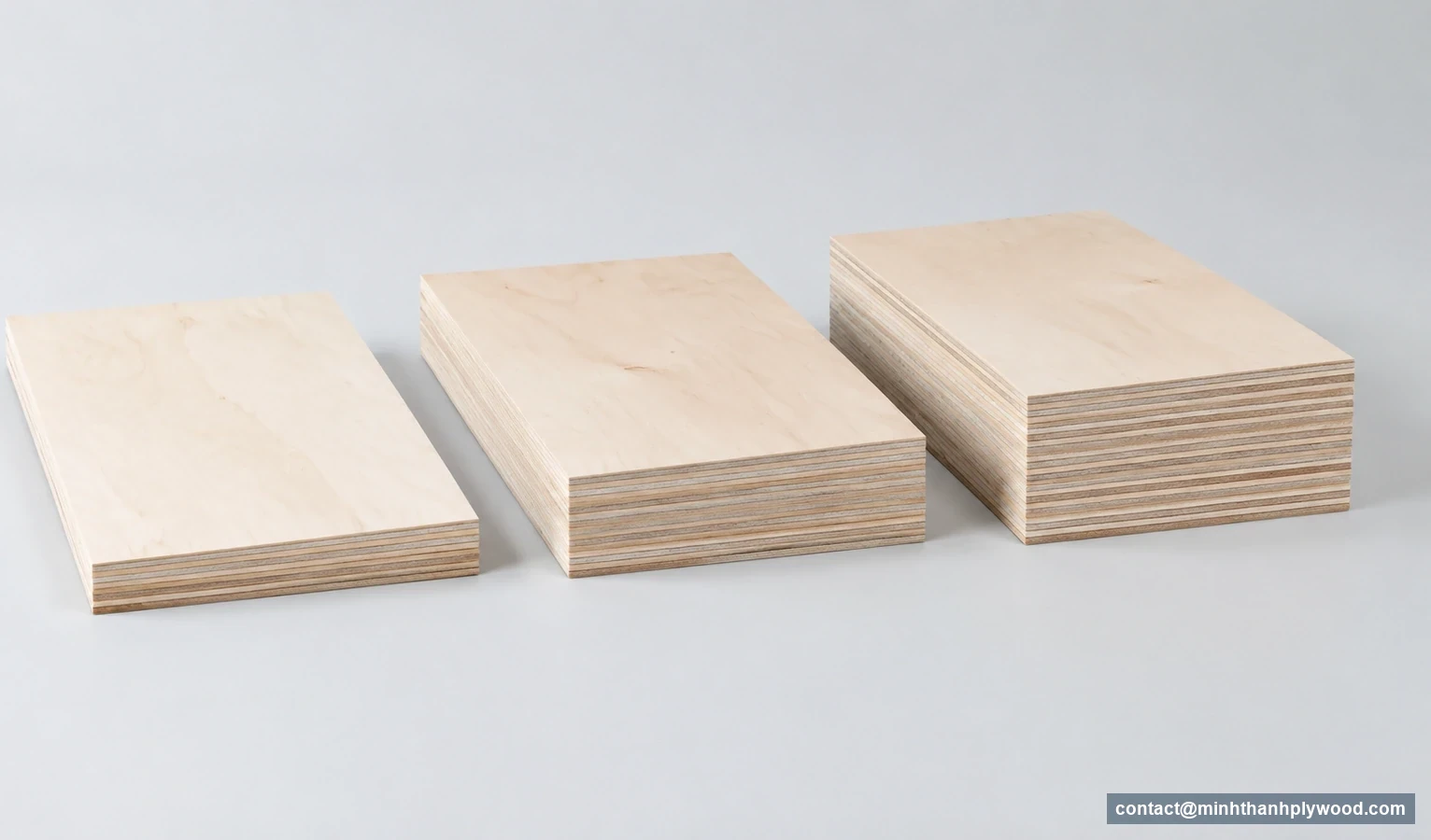 Plywood thickness guide comparing panel stacks with visible layered edges